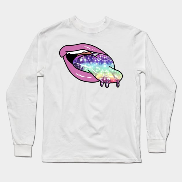 Slimy Space Tongue and Lips Long Sleeve T-Shirt by saradaboru